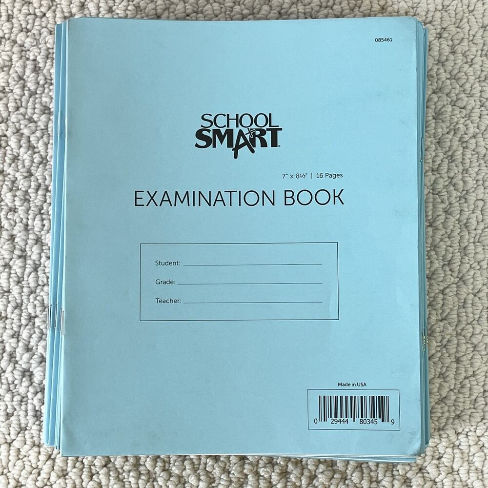 School Smart Examination Blue Books with 16 Pages, 8-1/2 x 7 Inches Pack of 50